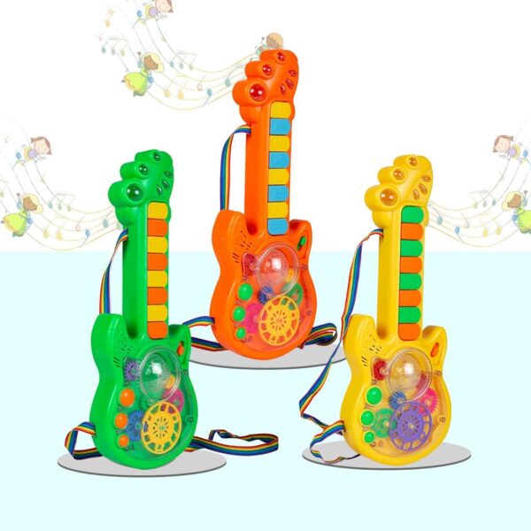 Kid Kraze® Battery Operated Musical Toy Guitar with 8 Keys & 3D Gear & Flash Light Effects for Kids/Baby/Girls/Boys/Gifts (Any 1 Piece)