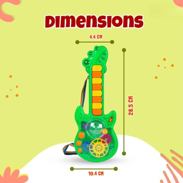 Kid Kraze® Battery Operated Musical Toy Guitar with 8 Keys & 3D Gear & Flash Light Effects for Kids/Baby/Girls/Boys/Gifts/Toddlers | Green Color, Power Source: 3xAA Battery (Not Included) - Image 3