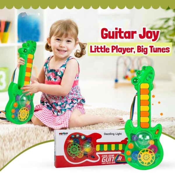 Kid Kraze® Battery Operated Musical Toy Guitar with 8 Keys & 3D Gear & Flash Light Effects for Kids/Baby/Girls/Boys/Gifts/Toddlers | Green Color, Power Source: 3xAA Battery (Not Included) - Image 4