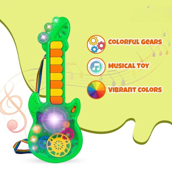 Kid Kraze® Battery Operated Musical Toy Guitar with 8 Keys & 3D Gear & Flash Light Effects for Kids/Baby/Girls/Boys/Gifts/Toddlers | Green Color, Power Source: 3xAA Battery (Not Included) - Image 6