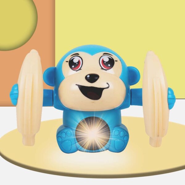 KID KRAZE® Battery Operated Voice Control Monkey Toy with Musical, Dancing, Spinning, Rolling, and Sensor Feature for Gifts/Kids/Babies/Boys/Girls (Blue)