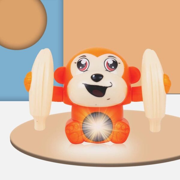 KID KRAZE® Battery Operated Voice Control Monkey Toy with Musical, Dancing, Spinning, Rolling, and Sensor Feature for Gifts/Kids/Babies/Boys/Girls (Orange)