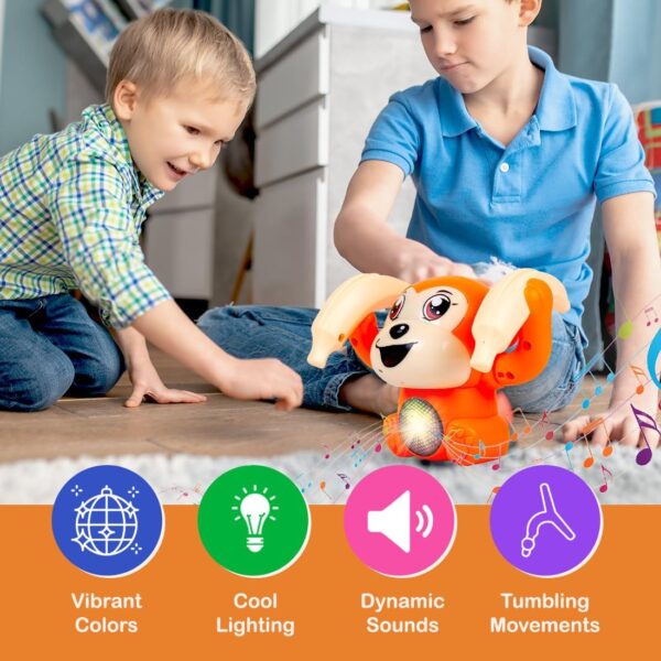 KID KRAZE® Battery Operated Voice Control Monkey Toy with Musical, Dancing, Spinning, Rolling, and Sensor Feature for Gifts/Kids/Babies/Boys/Girls (Orange) - Image 4