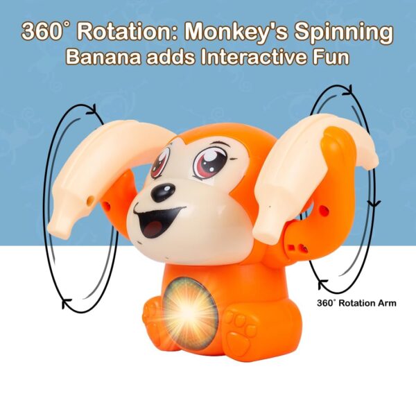 KID KRAZE® Battery Operated Voice Control Monkey Toy with Musical, Dancing, Spinning, Rolling, and Sensor Feature for Gifts/Kids/Babies/Boys/Girls (Orange) - Image 5