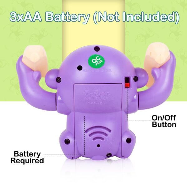 KID KRAZE® Battery Operated Voice Control Monkey Toy with Musical, Dancing, Spinning, Rolling, and Sensor Feature for Gifts/Kids/Babies/Boys/Girls (Purple) - Image 3