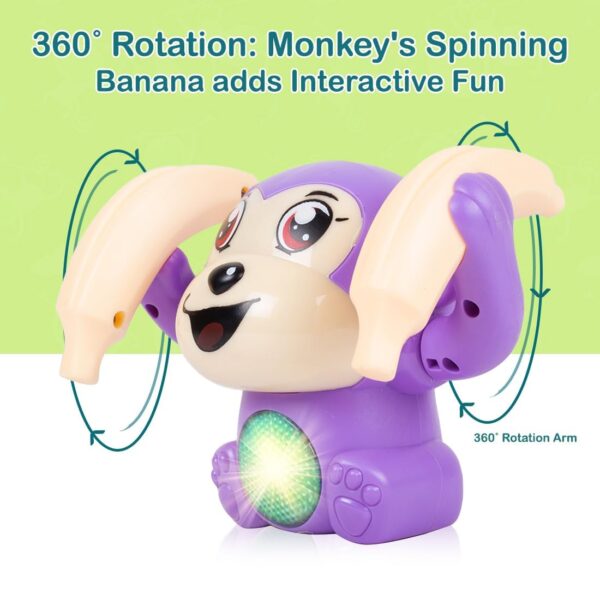 KID KRAZE® Battery Operated Voice Control Monkey Toy with Musical, Dancing, Spinning, Rolling, and Sensor Feature for Gifts/Kids/Babies/Boys/Girls (Purple) - Image 5