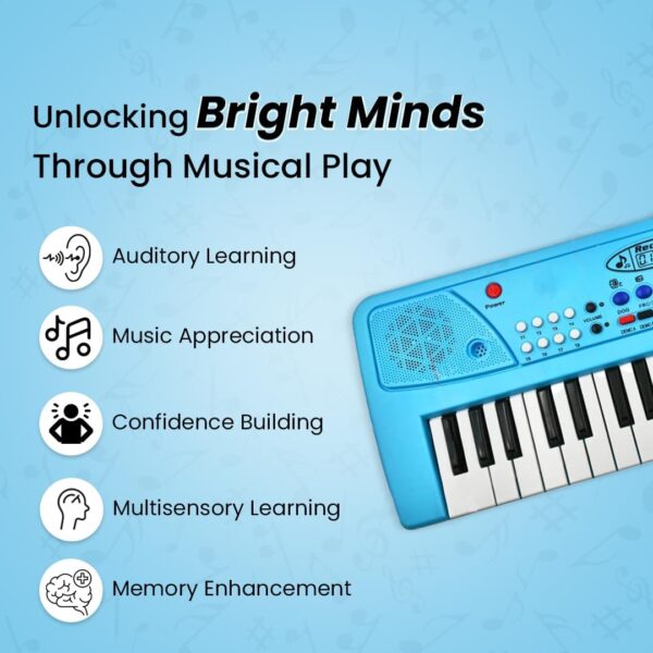 Kid Kraze® Piano for Kids with Mic Recorder - 37 Keys 8 Rhythms 8 Tones 6 Demos Portable Musical Toys, Keyboard Musical Instrument for Boys Girls | Baby Toy for Age 3 to 14 Years (Blue) - Image 2