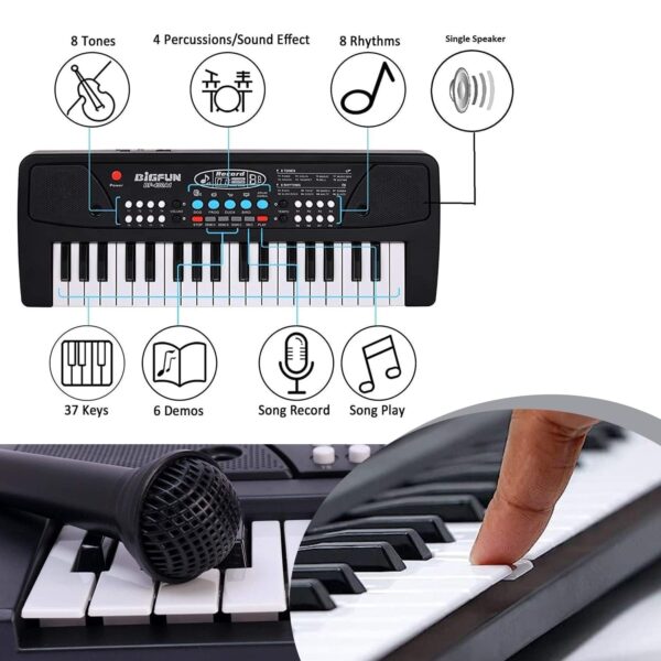 Kid Kraze® Piano for Kids with Mic Recorder - 37 Keys 8 Rhythms 8 Tones 6 Demos Portable Musical Toys, Keyboard Musical Instrument for Boys Girls | Baby Toy for Age 3 to 14 Years - Image 5