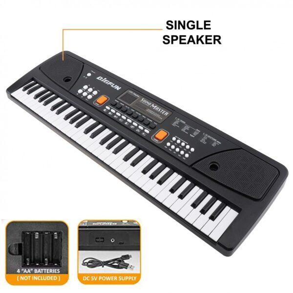 KID KRAZE® Combo 61 Key Piano Keyboard with Recording and Mic with Musical Guitar for Kids - Analog Portable Keyboard (Black) - Image 4