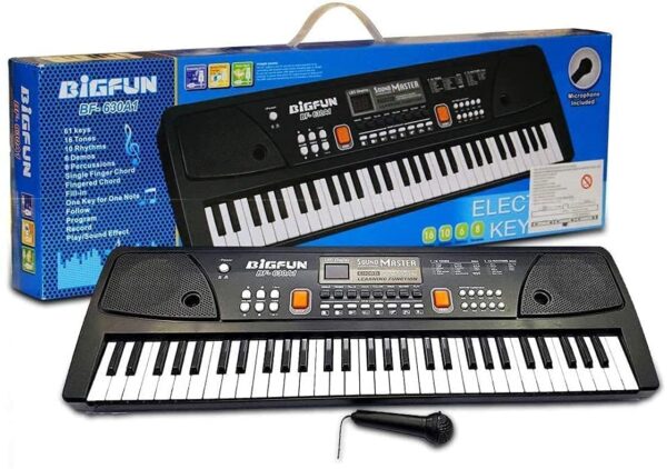 KID KRAZE® Combo 61 Key Piano Keyboard with Recording and Mic with Musical Guitar for Kids - Analog Portable Keyboard (Black) - Image 9