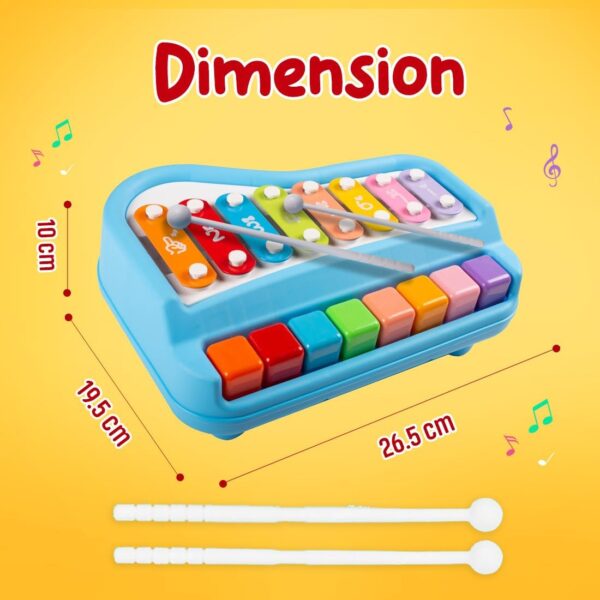 Kid Kraze® 2 in 1 Baby Piano Xylophone Toy for Toddlers 1-3 Years Old | 8 Multicolored Keys, Keyboard Xylophone Piano, Musical Learning Instrument Toy – Blue - Image 4