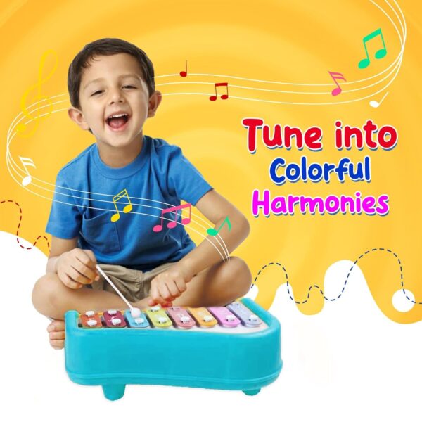Kid Kraze® 2 in 1 Baby Piano Xylophone Toy for Toddlers 1-3 Years Old | 8 Multicolored Keys, Keyboard Xylophone Piano, Musical Learning Instrument Toy – Blue - Image 6