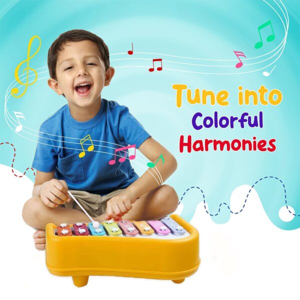 Kid Kraze® 2 in 1 Baby Piano Xylophone Toy for Toddlers 1-3 Years Old | 8 Multicolored Keys, Keyboard Xylophone Piano, Musical Learning Instrument Toy – Yellow - Image 6