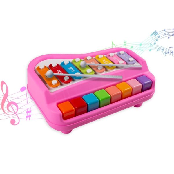 Kid Kraze® 2 in 1 Baby Piano Xylophone Toy for Toddlers 1-3 Years Old | 8 Multicolored Keys, Keyboard Xylophone Piano, Musical Learning Instrument Toy