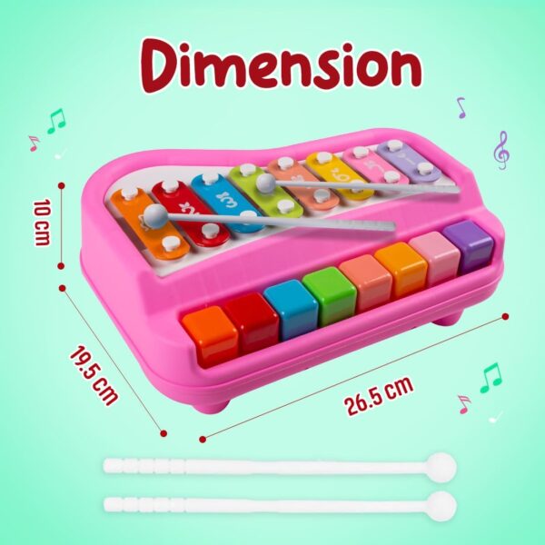 Kid Kraze® 2 in 1 Baby Piano Xylophone Toy for Toddlers 1-3 Years Old | 8 Multicolored Keys, Keyboard Xylophone Piano, Musical Learning Instrument Toy - Image 4