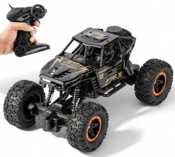 Remote Control Monster Truck RC Car | Big Size Off Road 2WD Rock Crawler 45° Climbing Angle Rechargeable Battery Water Mist Spray and High Speed Racing Toy (Black)