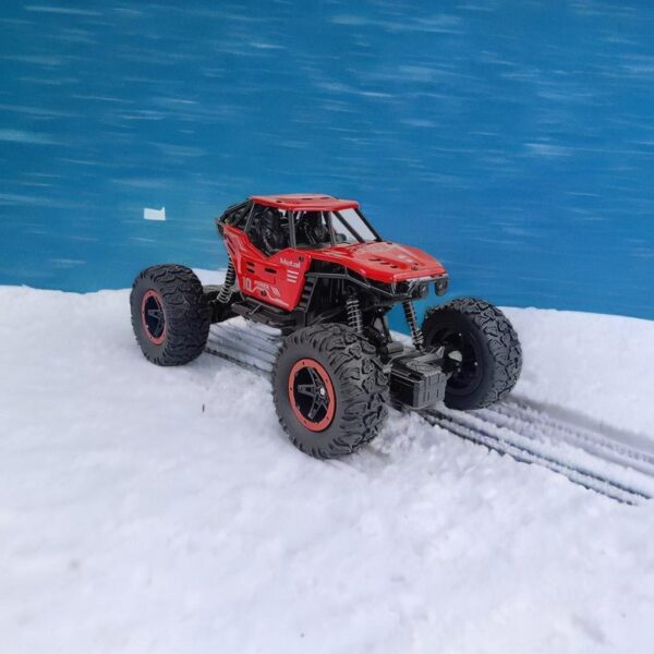 Remote Control Monster Truck RC Car | Big Size Off Road 2WD Rock Crawler 45° Climbing Angle Rechargeable Battery Water Mist Spray and High Speed Racing Toy (Red) - Image 4