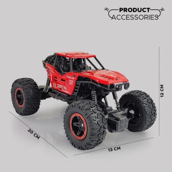 Remote Control Monster Truck RC Car | Big Size Off Road 2WD Rock Crawler 45° Climbing Angle Rechargeable Battery Water Mist Spray and High Speed Racing Toy (Red) - Image 6