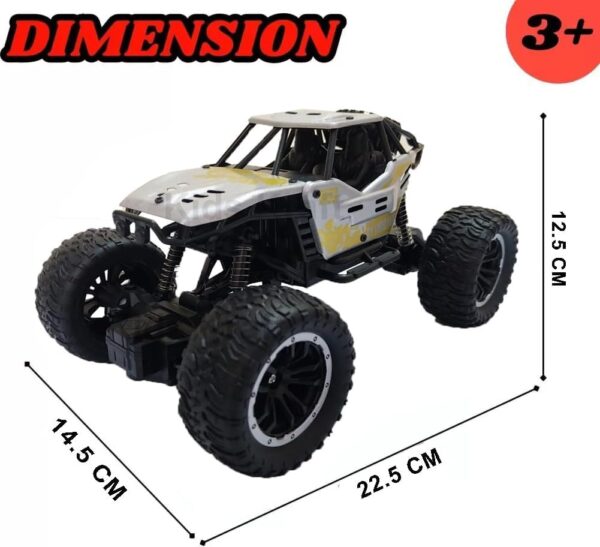 Remote Control Monster Truck RC Car | Big Size Off Road 2WD Rock Crawler 45° Climbing Angle Rechargeable Battery Water Mist Spray and High Speed Racing Toy (Silver) - Image 2