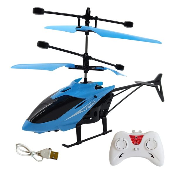 KID KRAZE® Remote Control Helicopter with USB Chargeable Cable for Boy and Girl Helicopter with Unbreakable Dual Rotating Blades, Helicopter Flying Toy (Blue)