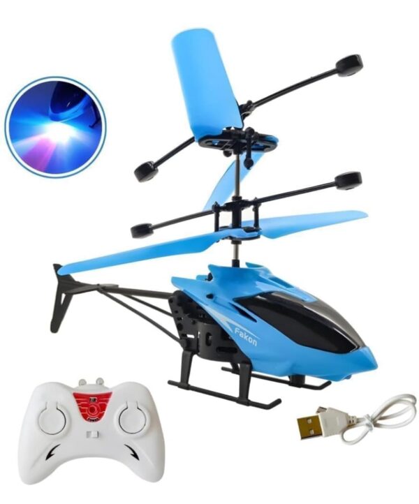 KID KRAZE® Remote Control Helicopter with USB Chargeable Cable for Boy and Girl Helicopter with Unbreakable Dual Rotating Blades, Helicopter Flying Toy (Blue) - Image 2