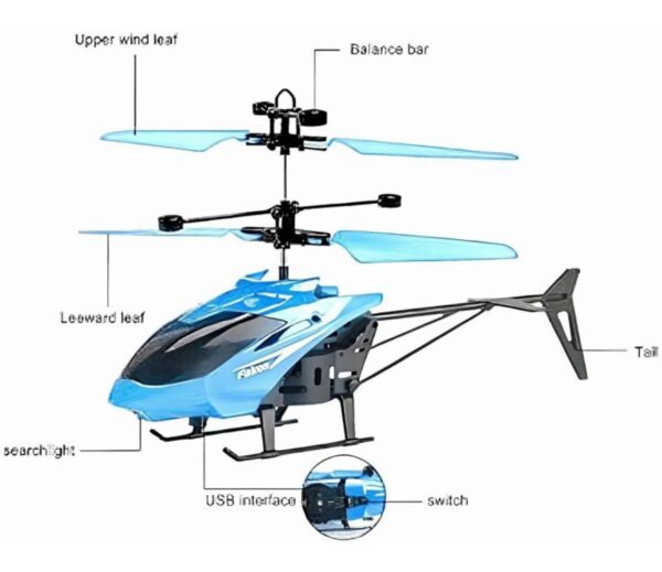 KID KRAZE® Remote Control Helicopter with USB Chargeable Cable for Boy and Girl Helicopter with Unbreakable Dual Rotating Blades, Helicopter Flying Toy (Blue) - Image 5