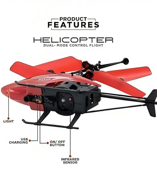 Kid Kraze® Remote Control Helicopter With USB Chargeable Cable For Boys and Girls - Unbreakable Dual Rotating Blades, Flying Toy, Red - Image 4