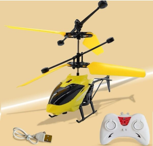 KID KRAZE® Remote Control Helicopter with USB Chargeable Cable for Boy and Girl Helicopter with Unbreakable Dual Rotating Blades, Helicopter Flying Toy (Yellow)