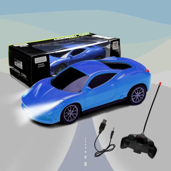 Rechargeable Remote Control Car Toy | Power Source: Lithium Rechargeable Battery for Car (Included) & 2xAA Battery for Remote Controller (Not Included) (Blue)