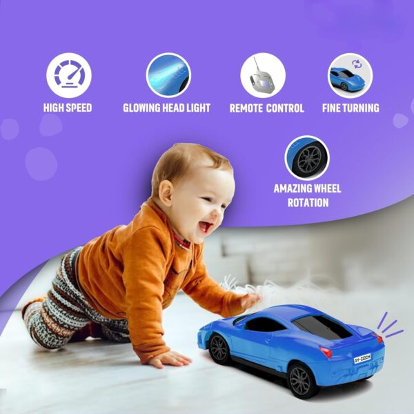 Rechargeable Remote Control Car Toy | Power Source: Lithium Rechargeable Battery for Car (Included) & 2xAA Battery for Remote Controller (Not Included) (Blue) - Image 5