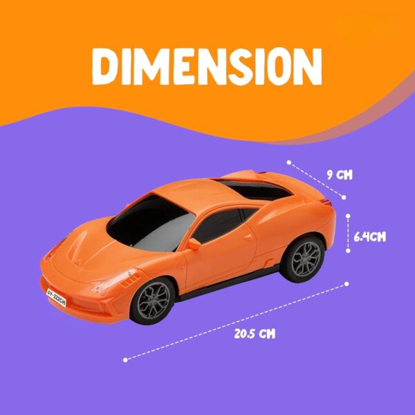 Rechargeable Remote Control Car Toy | Power Source: Lithium Rechargeable Battery for Car (Included) & 2xAA Battery for Remote Controller (Not Included) (Orange) - Image 3