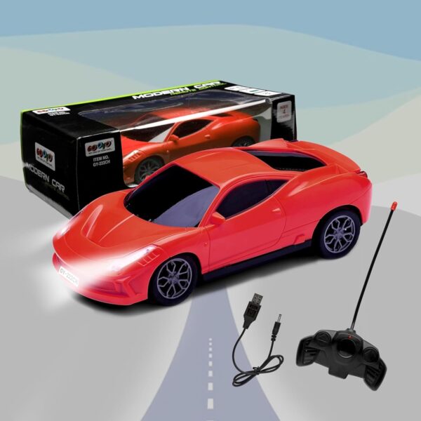Rechargeable Remote Control Car Toy | Power Source: Lithium Rechargeable Battery for Car (Included) & 2xAA Battery for Remote Controller (Not Included) (Red)