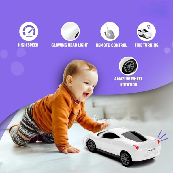 Rechargeable Remote Control Car Toy | Power Source: Lithium Rechargeable Battery for Car (Included) & 2xAA Battery for Remote Controller (Not Included) (White) - Image 4