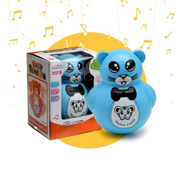 Kid Kraze® Battery Operated Push and Shake Cute Tumbler Roly Poly | Infant Roly Poly with Music Effect for Kids/Babies/Girls/Boys | Power Source: Button Cell Batteries (Included) (Blue)