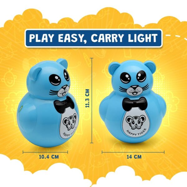 Kid Kraze® Battery Operated Push and Shake Cute Tumbler Roly Poly | Infant Roly Poly with Music Effect for Kids/Babies/Girls/Boys | Power Source: Button Cell Batteries (Included) (Blue) - Image 2