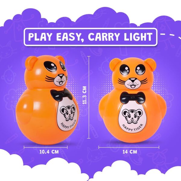 Kid Kraze® Battery Operated Push and Shake Cute Tumbler Roly Poly | Infant Roly Poly with Music Effect for Kids/Babies/Girls/Boys | Power Source: Button Cell Batteries (Included) (Orange) - Image 2