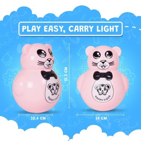 Kid Kraze® Battery Operated Push and Shake Cute Tumbler Roly Poly | Infant Roly Poly with Music Effect for Kids/Babies/Girls/Boys | Power Source: Button Cell Batteries (Included) (Pink) - Image 2