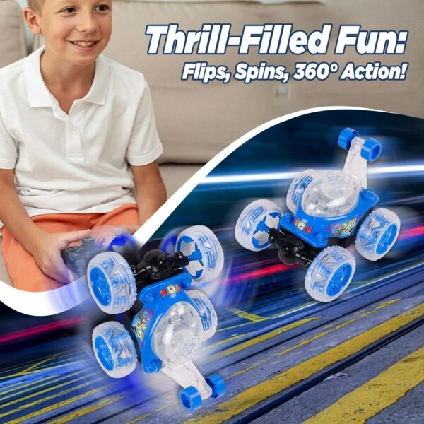 KID KRAZE® Rechargeable Rotating & Rolling Big Stunt Racing Car Toy with USB Charging Cable & Remote Control, Multicolor (Blue) - Image 2