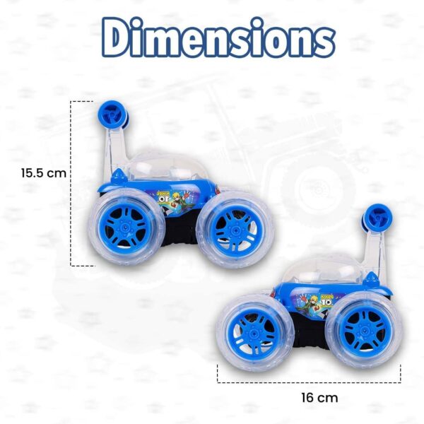KID KRAZE® Rechargeable Rotating & Rolling Big Stunt Racing Car Toy with USB Charging Cable & Remote Control, Multicolor (Blue) - Image 4