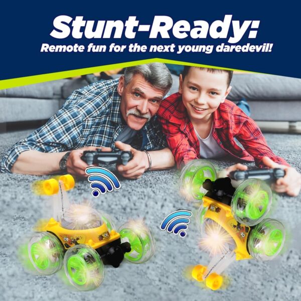 KID KRAZE® Rechargeable Rotating & Rolling Big Stunt Racing Car Toy with USB Charging Cable & Remote Control, Multicolor (Green) - Image 6