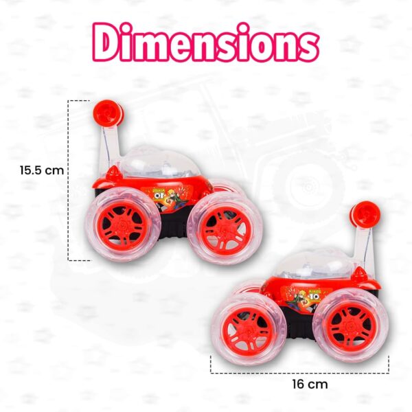 KID KRAZE® Rechargeable Rotating & Rolling Big Stunt Racing Car Toy with USB Charging Cable & Remote Control, Multicolor (Red) - Image 4