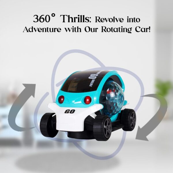 KID KRAZE® Battery Operated Stunt Car Toy with Music & 4D Vibrant Light Effects | Bump & Go Action Car Toy for Kids/Babies/Girls/Boys | Power Source: 3xAA Battery (Not Included) (Blue) - Image 2