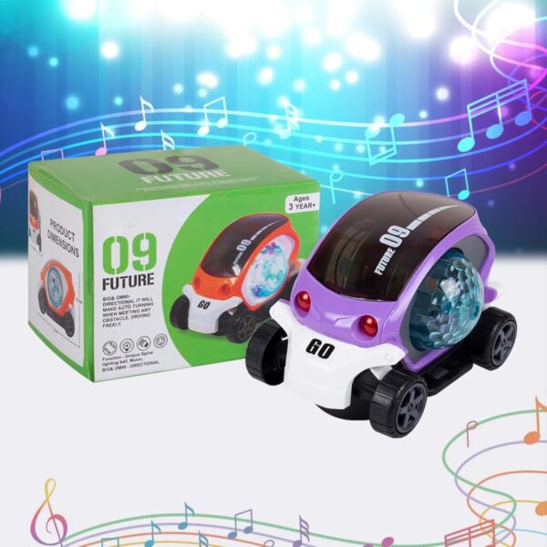 KID KRAZE® Battery Operated Stunt Car Toy with Music & 4D Vibrant Light Effects | Bump & Go Action Car Toy for Kids/Babies/Girls/Boys | Power Source: 3xAA Battery (Not Included) (Purple)