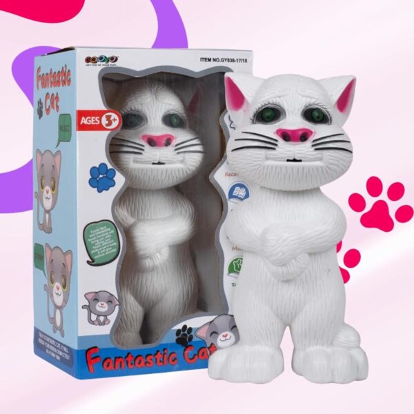 KID KRAZE® Electronic Pet Talking Toy Cat for Kids | Best Musical Toy with More Features | Best Gift for Kids | 3xAA Battery (Not Included) (White)