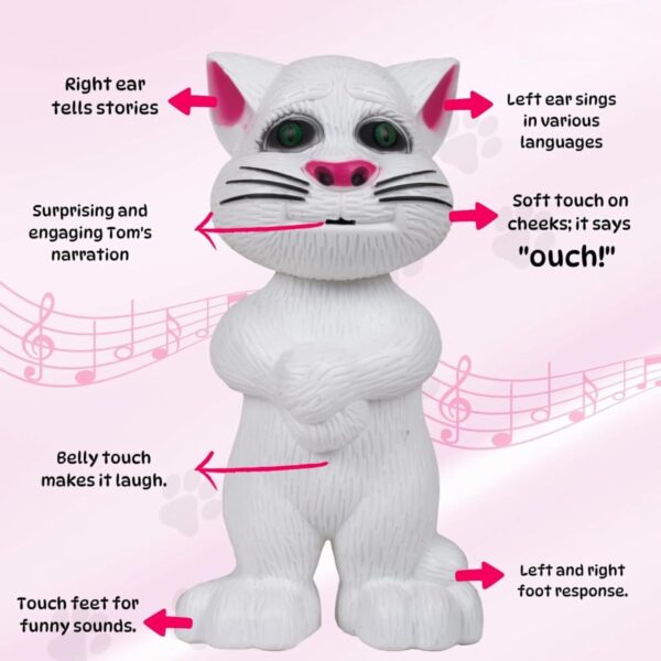 KID KRAZE® Electronic Pet Talking Toy Cat for Kids | Best Musical Toy with More Features | Best Gift for Kids | 3xAA Battery (Not Included) (White) - Image 3