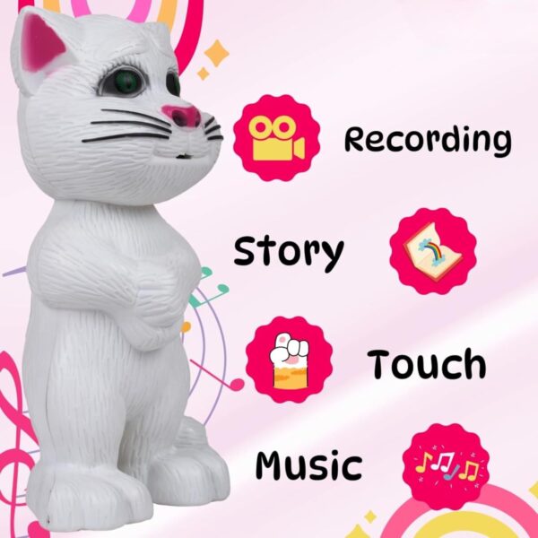 KID KRAZE® Electronic Pet Talking Toy Cat for Kids | Best Musical Toy with More Features | Best Gift for Kids | 3xAA Battery (Not Included) (White) - Image 5
