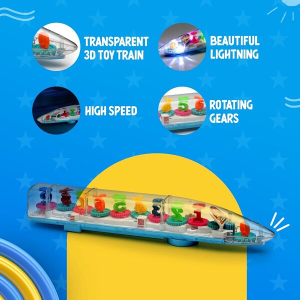 Kid Kraze® Battery Operated 3D Dynamic Flash Speed Train Toy with Musical Sound for Kids/Babies/Girls/Boys/Toddlers | White & Blue Color, Power Source: 3xAA Battery (Not Included) - Image 2