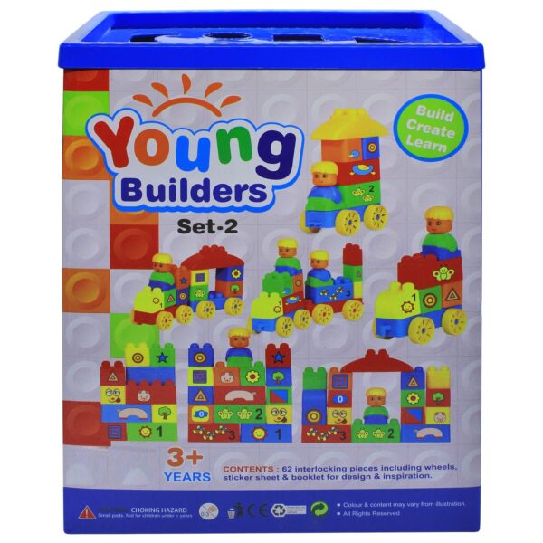 Young Builders Set-2 | Colorful Building Blocks for Kids | Imagination Development & Number/Shape Learning | Interlocking Construction Toy - Image 4